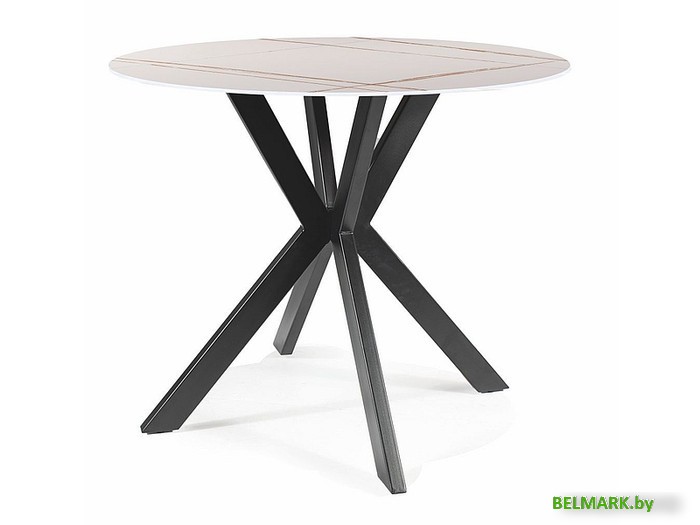 Кухонный стол Signal TALIA 90 (эффект белого мрамора/черный) - фото