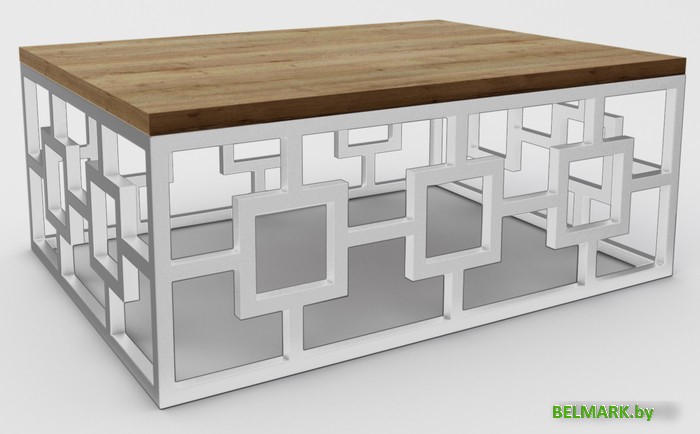 Журнальный столик Hype Mebel Лок 60x80 (белый/дуб галифакс олово) - фото