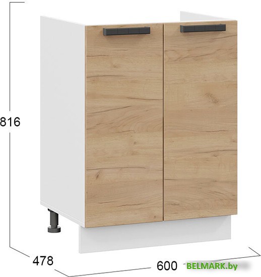 Шкаф напольный Трия Детройт 1Н6М (белый/дуб крафт золотой) - фото2