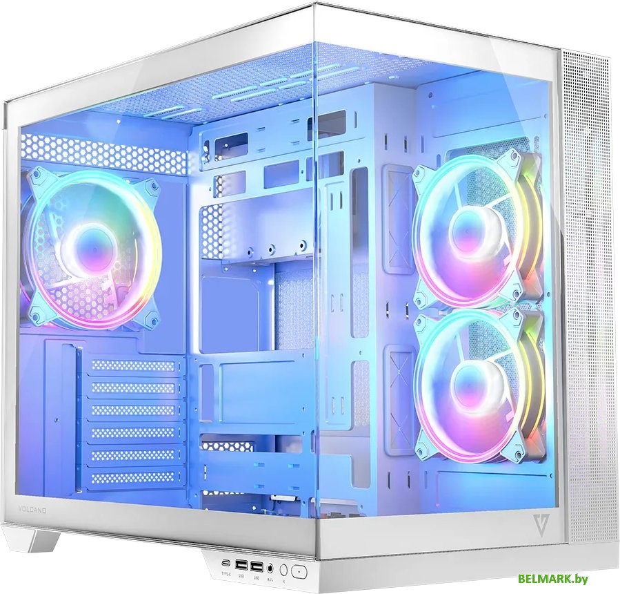 Корпус MODECOM Volcano Panorama Apex ARGB 3F Midi (белый) - фото
