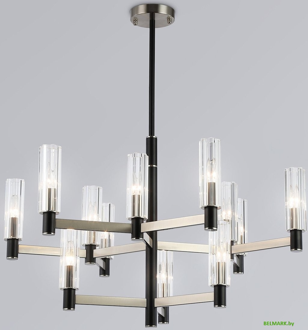 Подвесная люстра Ambrella LH55505/12 SN/BK/CL (сатин никель/черный/прозрачный) - фото