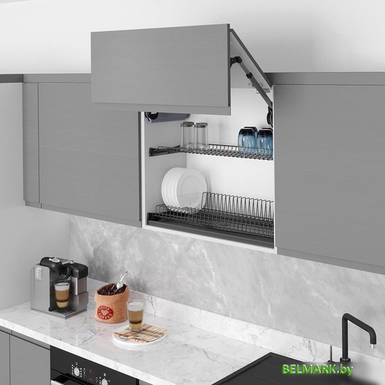 Сушилка для посуды Starax S-5159-A (с алюминиевой рамкой/антрацит) - фото