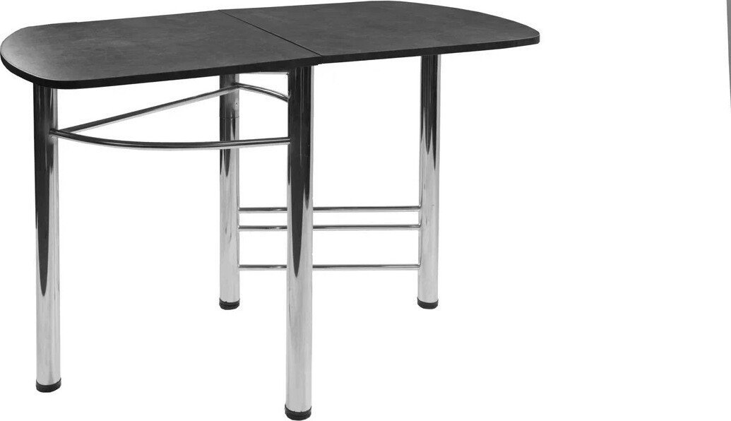 Кухонный стол ВВР Пристенный (камень темный/хром, ЛДСП) - фото2