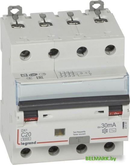 Дифференциальный автомат Legrand DX3 4P С 20A 30мА 6kА 4М 411187 - фото
