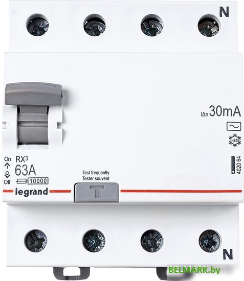 Устройство защитного отключения Legrand RХ3 4P 63A 30mA 10kA 4M тип АС 402064 - фото