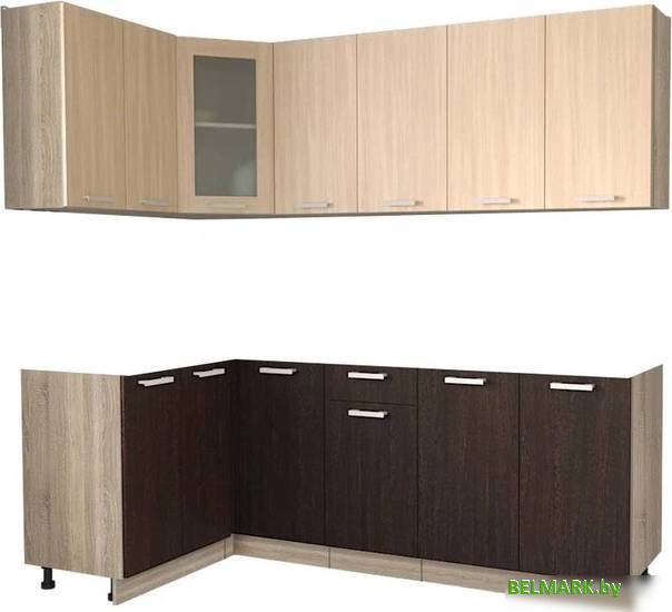 Готовая кухня Интерлиния Мила 12x22 без столешницы (дуб молочный/дуб венге) - фото