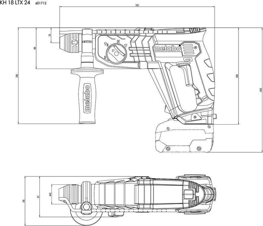 Перфоратор Metabo KH 18 LTX 24 601712840 (без АКБ, кейс) - фото2