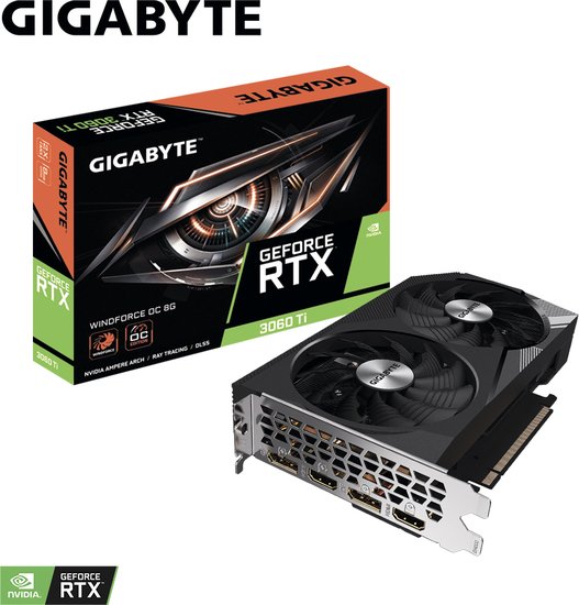 Видеокарта Gigabyte GeForce RTX 3060 Ti Windforce OC 8G GV-N306TWF2OC-8GD - фото
