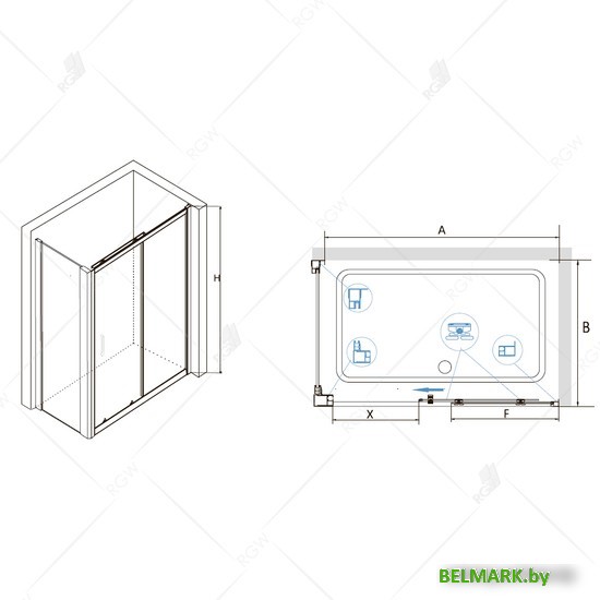 Душевой уголок RGW CL-48 150x100 (хром/прозрачное стекло) - фото2