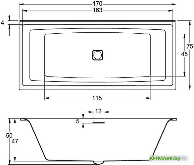 Ванна Riho Still Square Led 170x75 BR0200500K00131 (левая, без ножек) - фото2