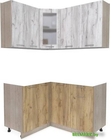 Готовая кухня Интерлиния Мила 12x14 без столешницы (дуб белый/дуб золотой) - фото