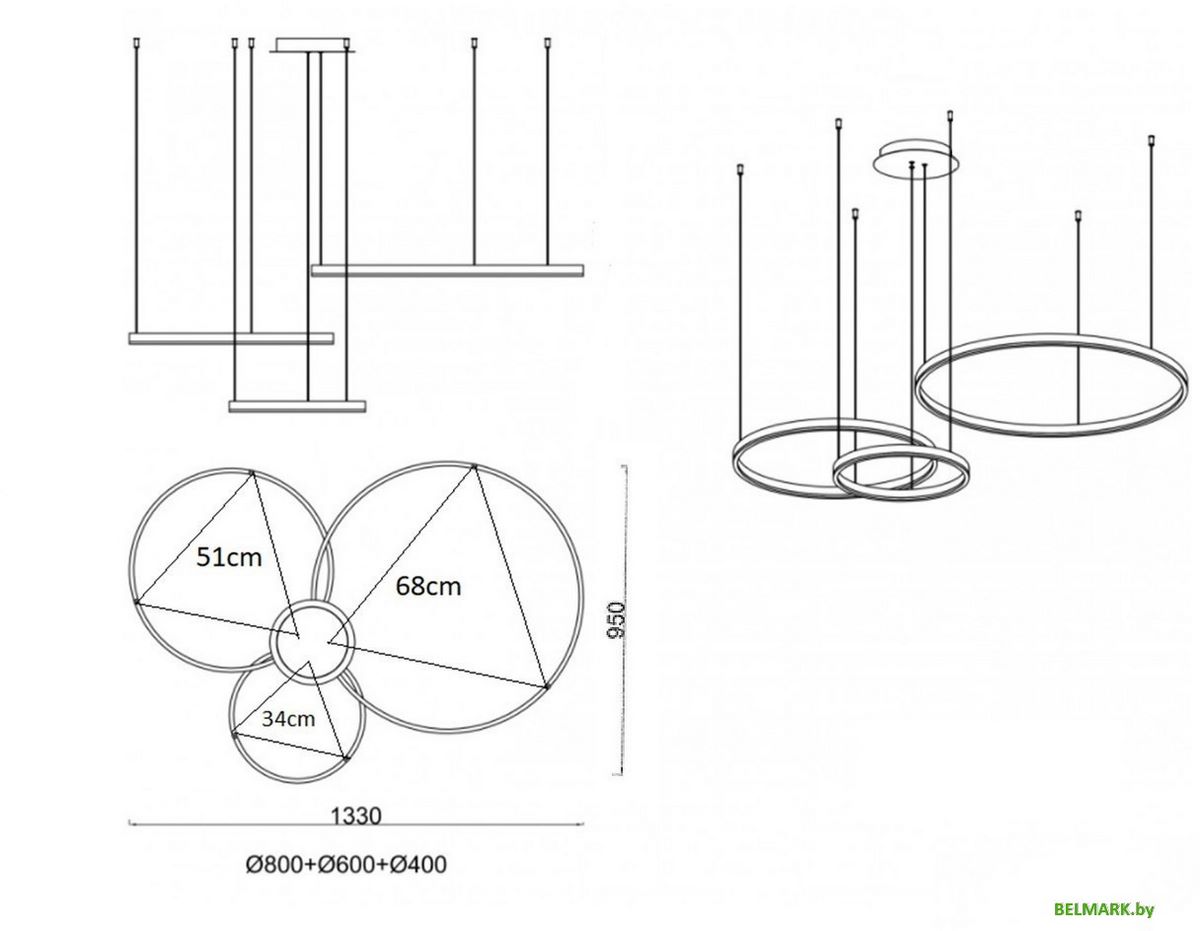 Подвесная люстра Kinklight Лаура 08246.36PA(4000K) (латунь) - фото2