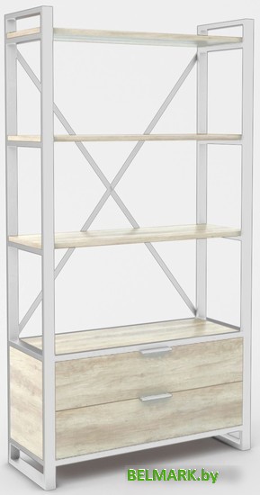 Стеллаж Hype Mebel Стандарт Люкс 50x170 (белый/древесина белая) - фото