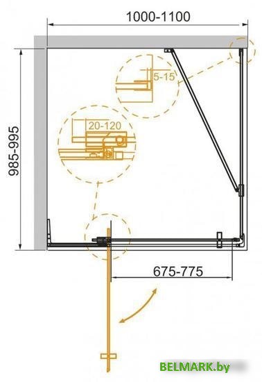 Душевой уголок Cezares SLIDER-AH-1-90-70/80-BR-CR - фото2