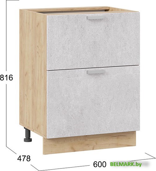 Шкаф напольный Трия Гранита 1Н6Я2 (дуб крафт золотой/бетон снежный) - фото2
