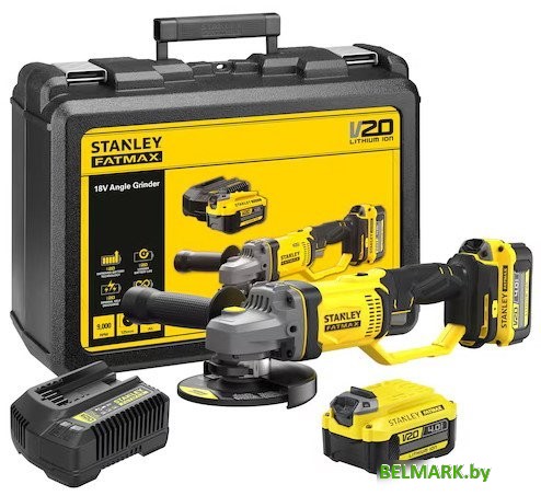 Угловая шлифмашина Stanley SFMCG400M2K (с 2-мя АКБ, кейс) - фото