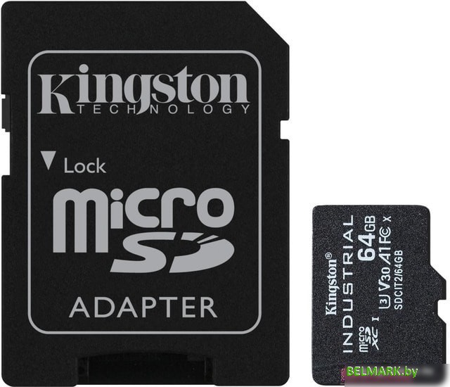 Карта памяти Kingston Industrial microSDHC SDCIT2/64GB 64GB (с адаптером) - фото