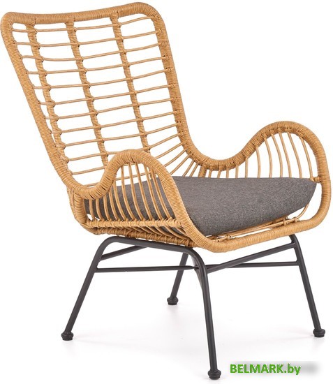 Интерьерное кресло Halmar Ikaro (натуральный/черный/серый) - фото