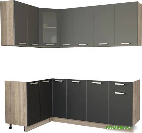 Готовая кухня Интерлиния Мила 12x21 без столешницы (серебристый/антрацит) - фото