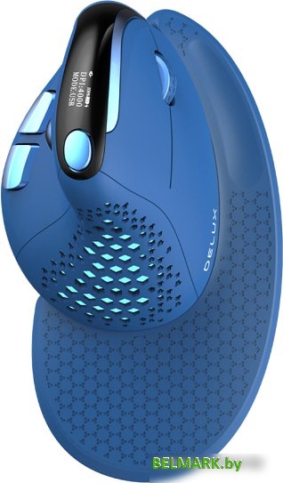 Вертикальная мышь Delux Seeker M618XSD (синий) - фото
