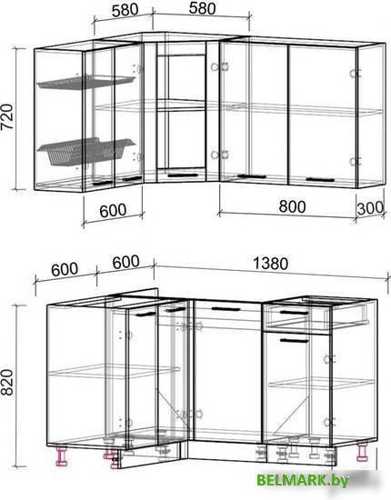 Готовая кухня Интерлиния Мила 12x14 без столешницы (бетон/антрацит) - фото2