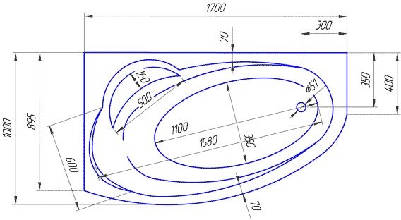 Ванна 1Марка Julianna 170x100 (левая) - фото2