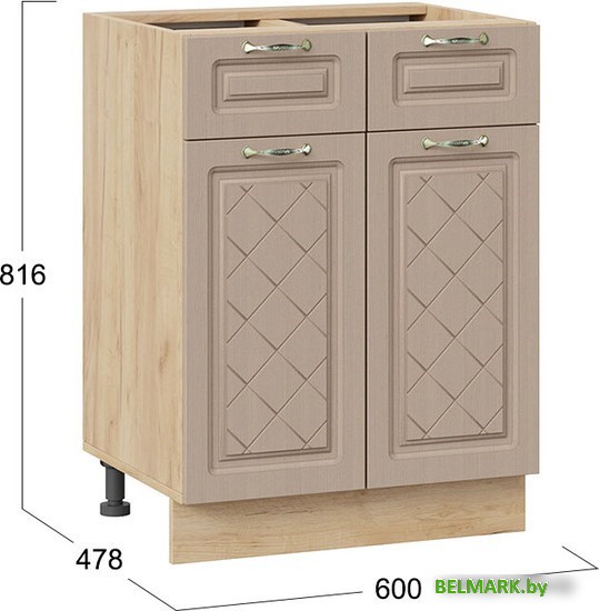 Шкаф напольный Трия Бьянка 1Н6Я1 (дуб крафт золотой/дуб кофе) - фото2