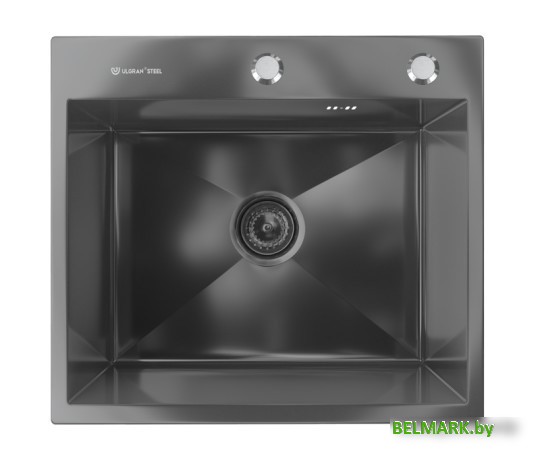 Кухонная мойка Ulgran Steel 50x45 (черная брашированная сталь) - фото