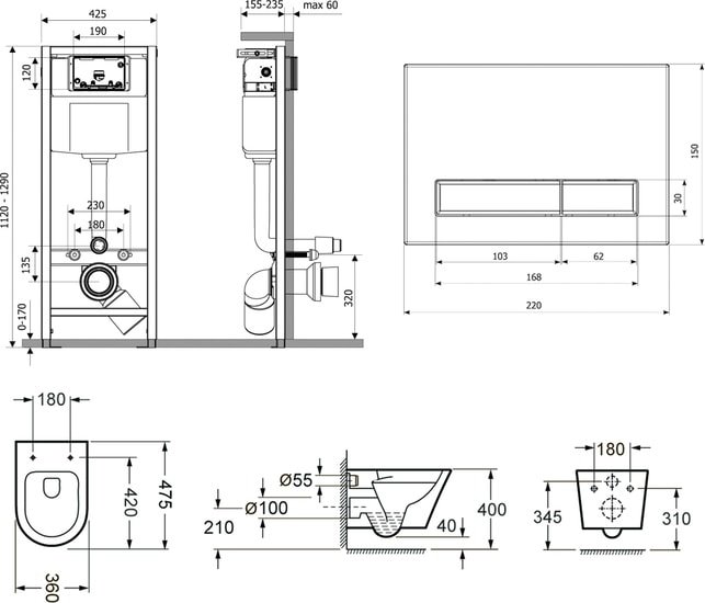 Унитаз Lavinia Boho Relfix Biore Compacto Rimless 6 в 1 75110139 (фиолетовый стекло) - фото2