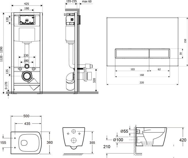 Унитаз Lavinia Boho Relfix Aveo Rimless 6 в 1 75110246 (черный/темное дерево стекло) - фото2