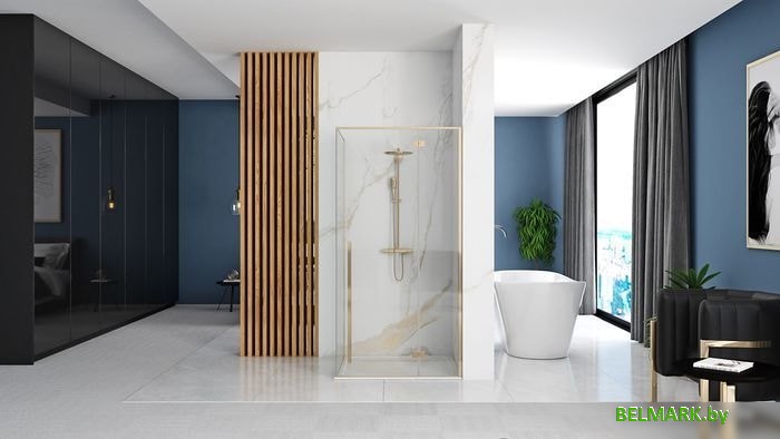 Душевой уголок Rea Fargo 100х80 (золото/прозрачное стекло) - фото2