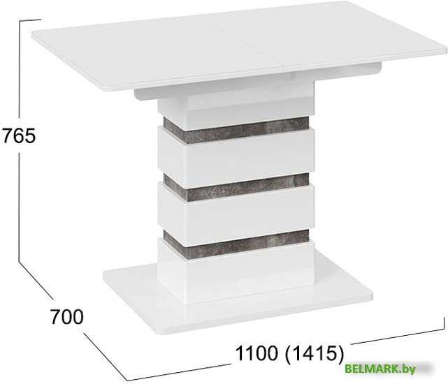 Кухонный стол Трия Мадейра тип 1 (белый глянец/ателье темный) - фото2