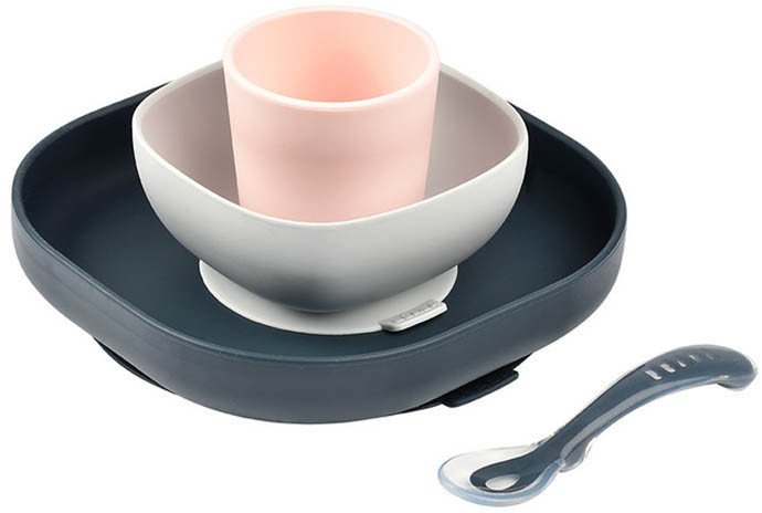 Набор детской посуды Beaba Coffret Repas Silicone Night Blue 913506 - фото