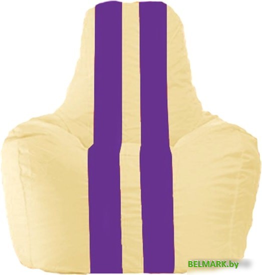 Кресло-мешок Flagman Спортинг С1.1-132 (светло-бежевый/фиолетовый) - фото