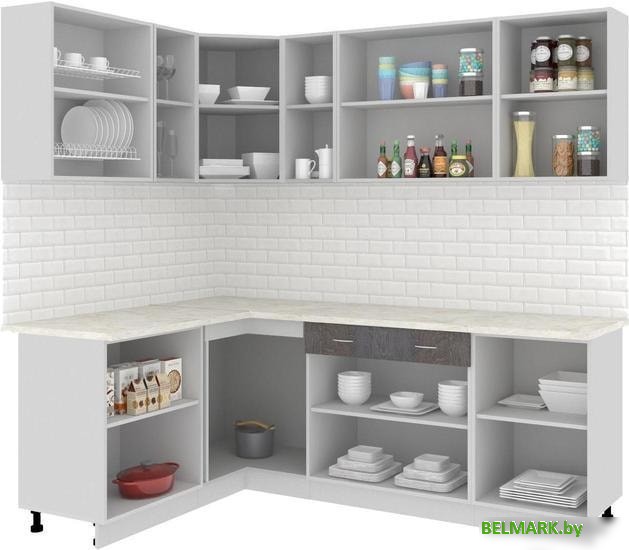 Угловая кухня Кортекс-мебель Корнелия Экстра 1.5x2.2м (дуб сонома/венге/королевский опал) - фото2