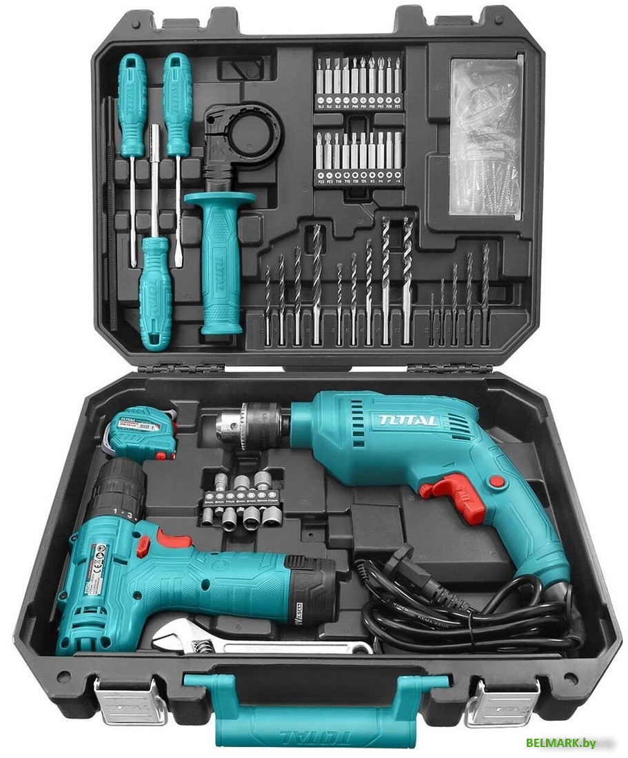 Total THKTHP1192 (дрель, шуруповерт, 1 АКБ, набор оснастки) - фото