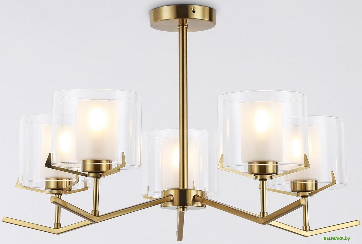 Подвесная люстра Ambrella LH57007/5 BS/FR (латунь/белый матовый) - фото
