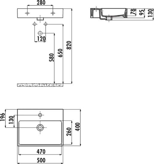 Умывальник Creavit Next 50x40 NX242-00CB00E-0000 - фото2