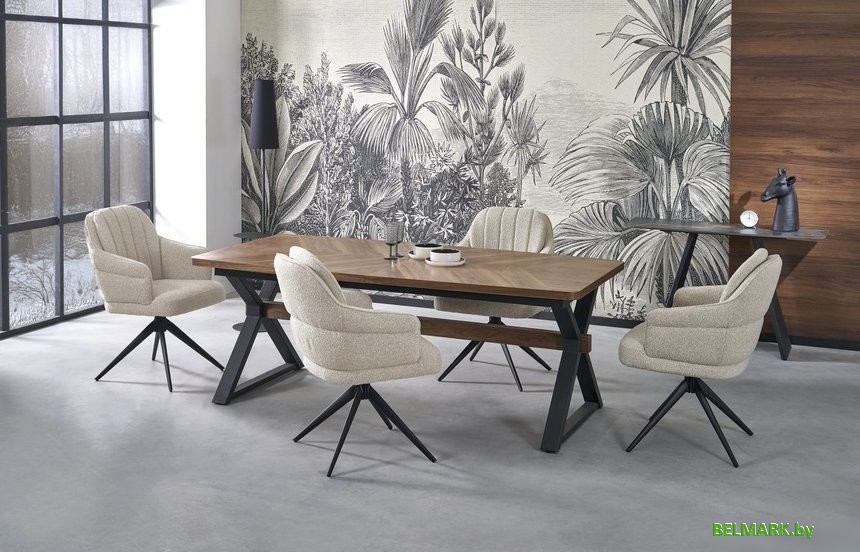 Кухонный стол Halmar Baron 200-350/100/75 (орех/черный) - фото