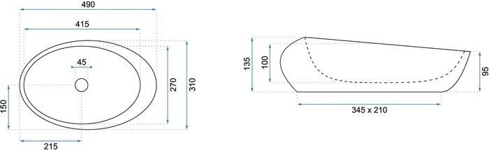 Умывальник Rea Roxy U6651 (светло-серый камень) - фото2