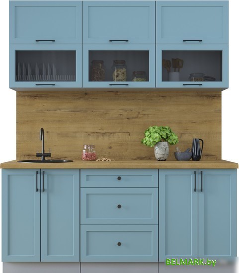 Готовая кухня Интерлиния Тренд 1.8Б (океан/океан/дуб бунратти) - фото