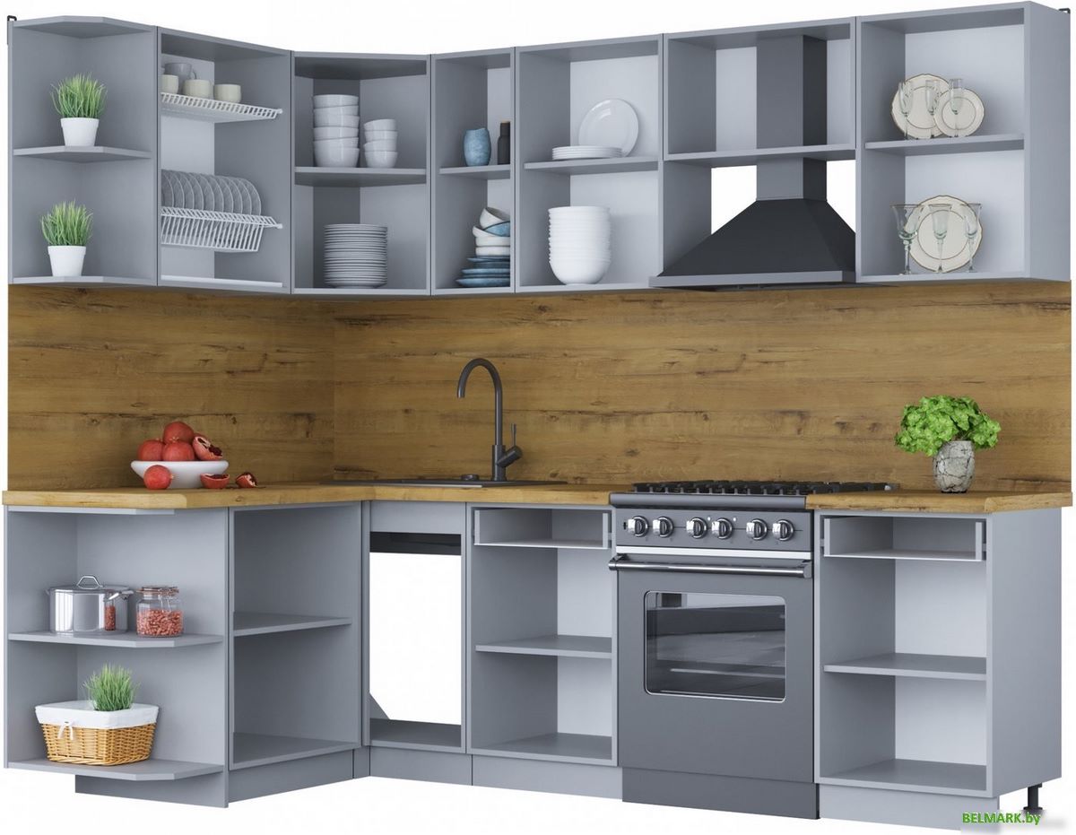 Готовая кухня Интерлиния Мила Шато 1.5x2.5 левая (мята/мята/дуб бунратти) - фото2