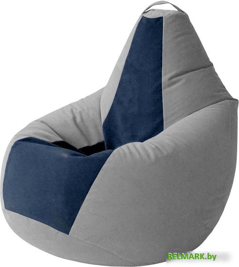 Кресло-мешок Kreslomeshki Груша Kombo XXXL GKV-145x100-STS (сталь/темно-синий) - фото