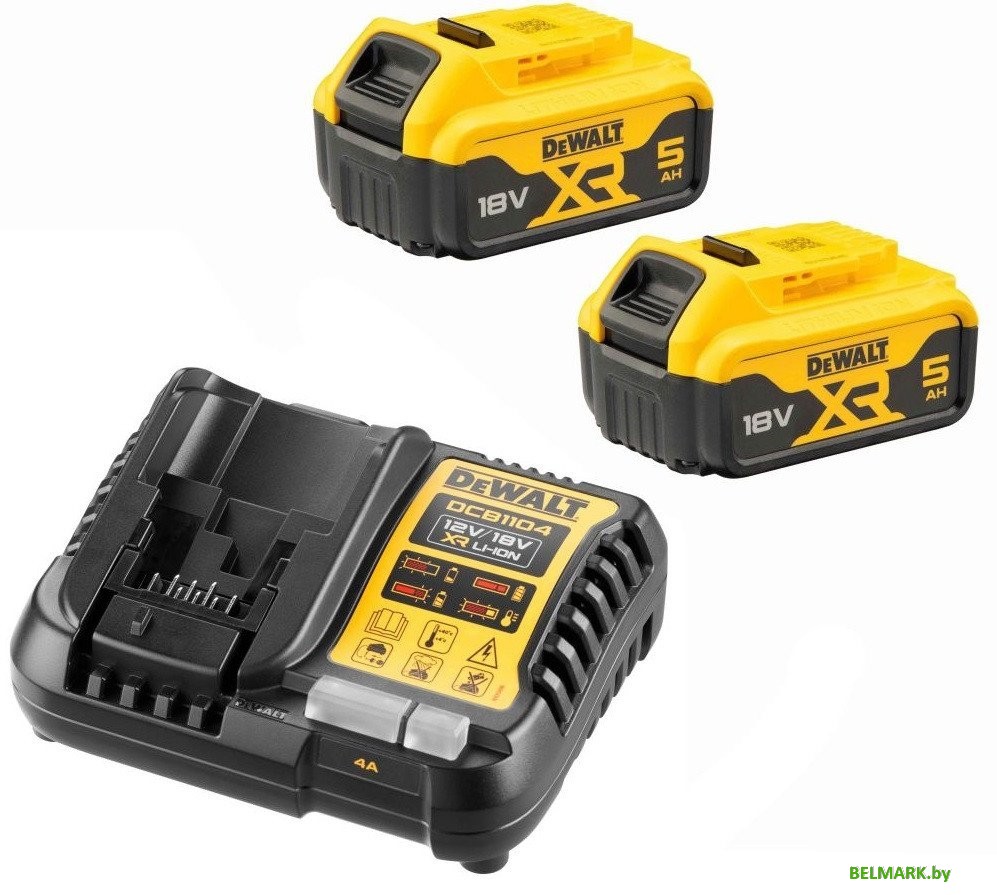 Аккумулятор с зарядным устройством DeWalt DCB1104P2 (18В/2x5 Ач + 12/18В) - фото