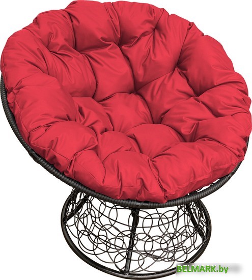 Кресло M-Group Папасан 12020406 (черный ротанг/красная подушка) - фото