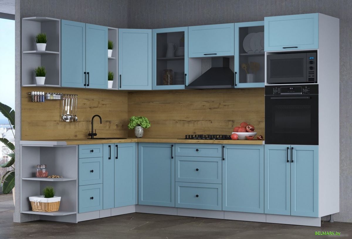 Готовая кухня Интерлиния Тренд 1.88x2.8 ВТ левая (океан/океан/дуб бунратти) - фото2