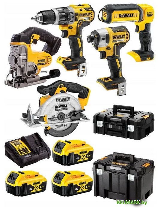 DeWalt DCK551P3T (шуруповерт, винтоверт, лобзик, циркулярная пила, 3 АКБ, кейс) - фото