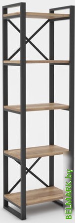 Стеллаж Hype Mebel Стандарт 80x170 (черный/дуб галифакс натуральный) - фото