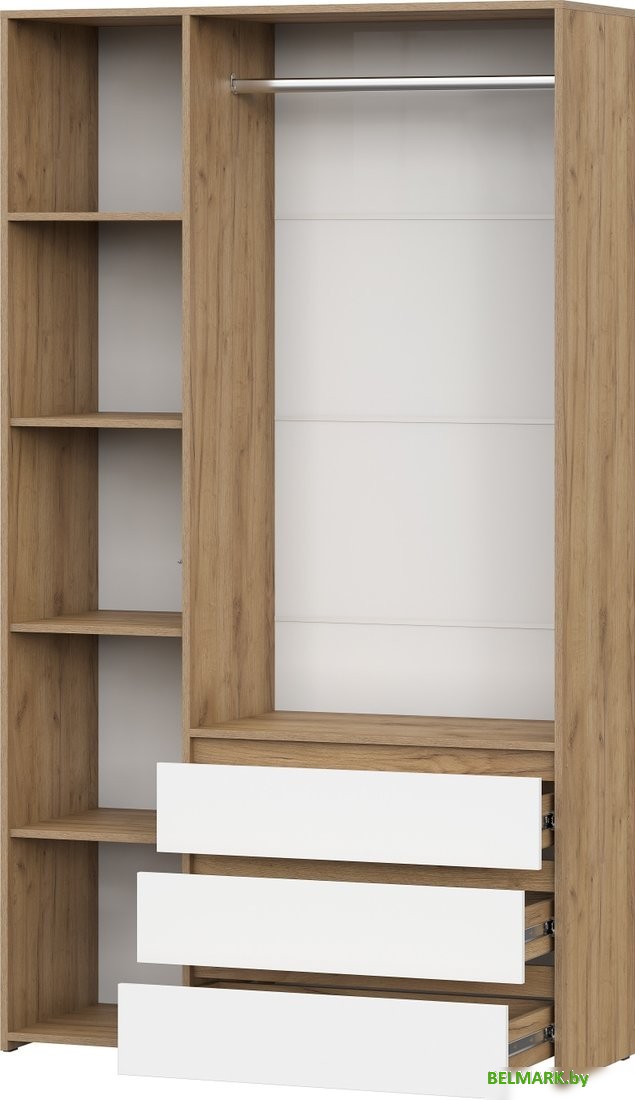 Шкаф распашной NN мебель МС Некст К комбинированный трехстворчатый (дуб золотой/белый) - фото2