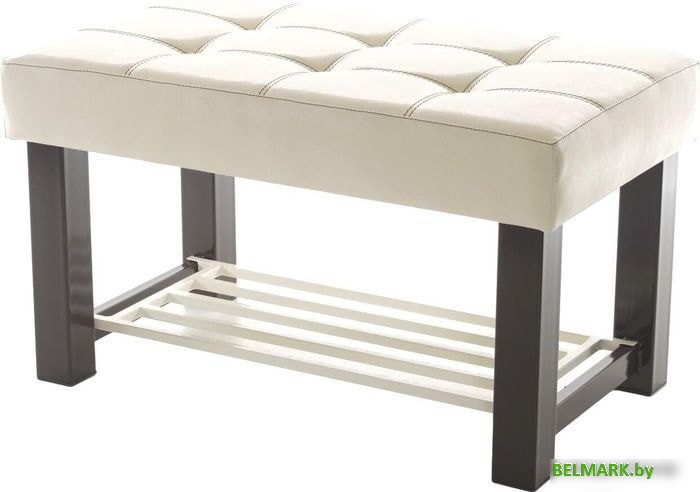 Банкетка AMC Lux 4 с полкой кожзам коричневый/бежевый/бежевый 4.1Б80233 - фото